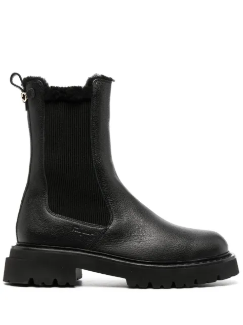Ferragamo logo-embossed leather Chelsea boots Black 764260