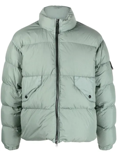 Stone Island Crinkle Reps Compass-badge puffer jacket Green 791540623
