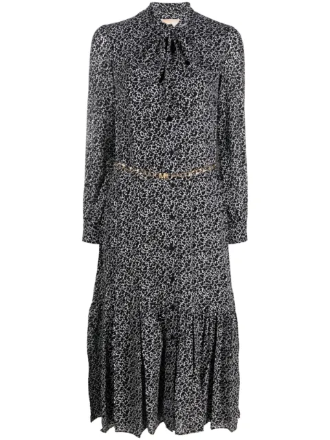 Michael Michael Kors abstract-print midi shirt dress White MF381QOA99