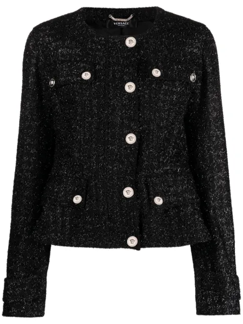 Versace Medusa Head single-breasted tweed jacket Black 10108571A06545
