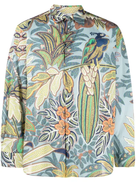 ETRO botanical-print cotton shirt Blue 1K8705730