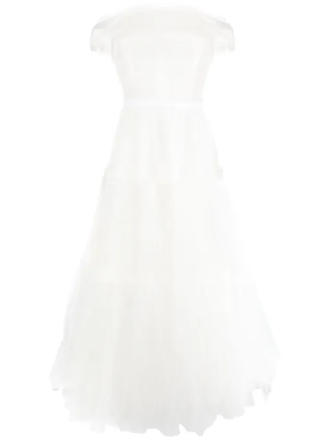 Ana Radu off-shoulder fluted maxi dress White 34638