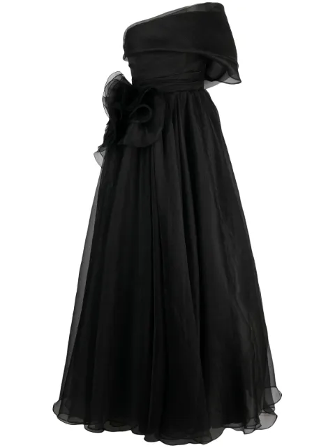 Ana Radu one-shoulder draped maxi dress Black 31120