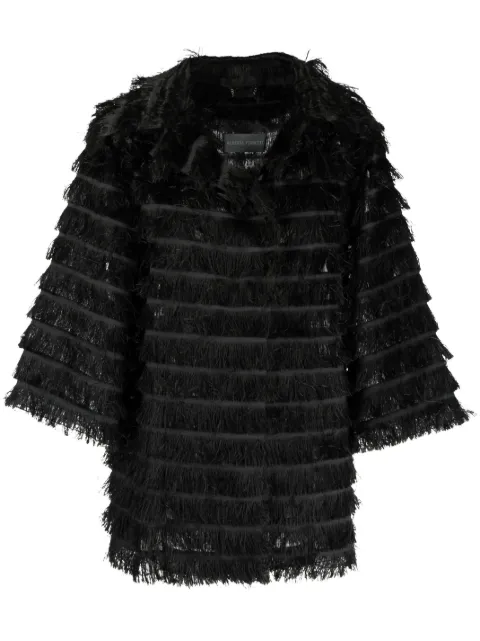Alberta Ferretti long-sleeves fringed jacket Black A06156641