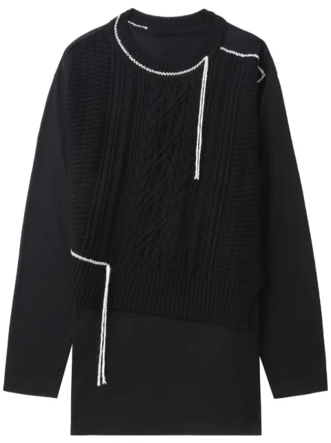 Y's decorative-stitch long-sleeve jumper Black YUT51048