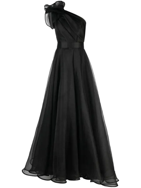 Ana Radu one-shoulder organza maxi dress Black 7028