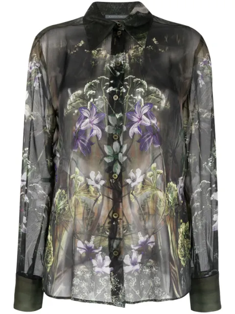 Alberta Ferretti floral-print silk shirt Grey AEF232U02146640