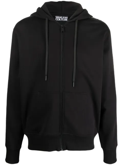 Versace Jeans Couture logo-tape hooded jacket Black 75GAIF11CF03F