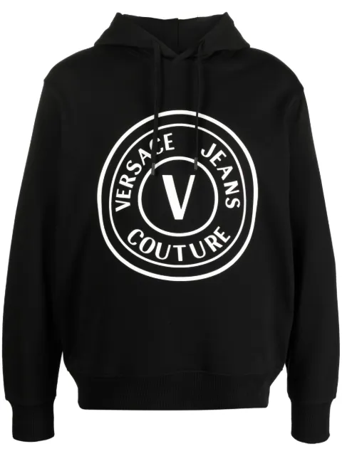 Versace Jeans Couture logo-print cotton hoodie Black 75GAIT08CF06T