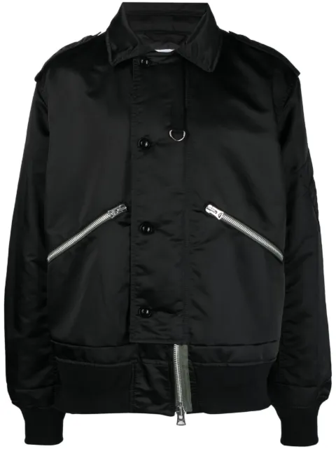 sacai zip-up cotton-blend bomber jacket Black 2303164M