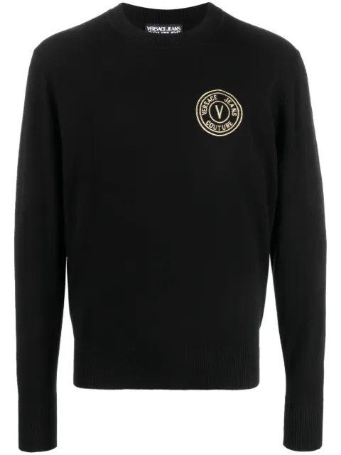 Versace Jeans Couture embroidered-logo knit jumper Black 75GAFM00CM06H