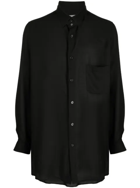 Yohji Yamamoto pointed-collar button-up shirt Black HJB14201