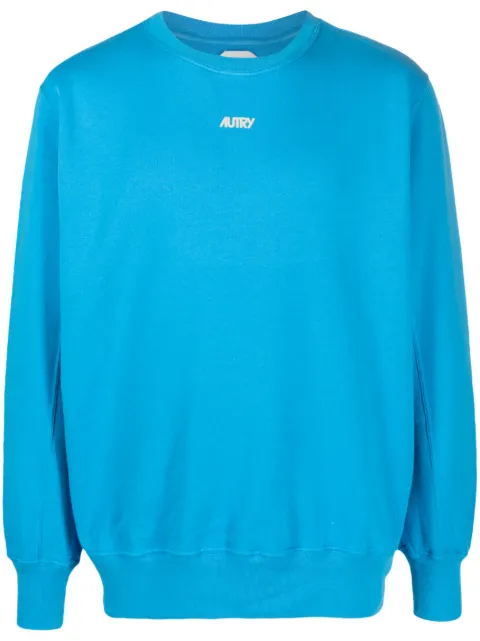 Autry logo-flocked cotton sweatshirt Blue SWBM416C