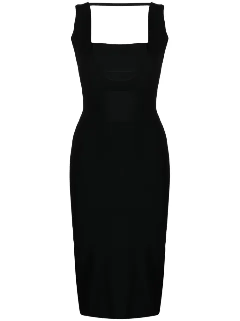 Boyarovskaya square-neck knitted midi dress Black DRSS23NAIFCL