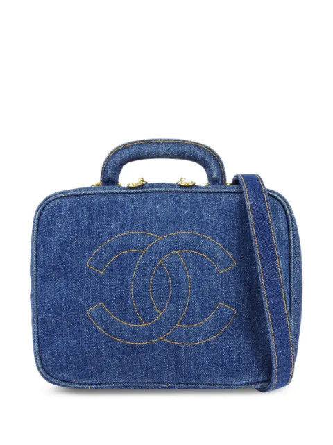CHANEL Pre-Owned 1997 CC two-way denim vanity bag Blue 4672503