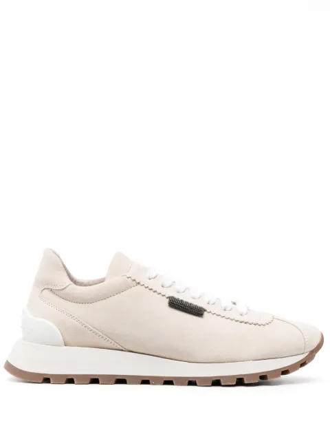 Brunello Cucinelli Monili-chain suede low-top sneakers Neutrals MZSFG2110C8905