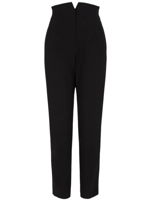 Emporio Armani high-waist virgin wool trousers Black H4NP27E2002