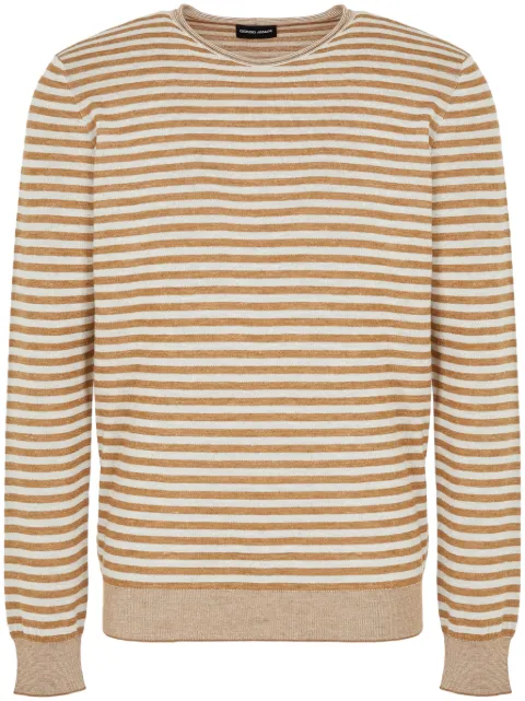 Giorgio Armani striped crew-neck jumper Brown 6RSM11SM09Z
