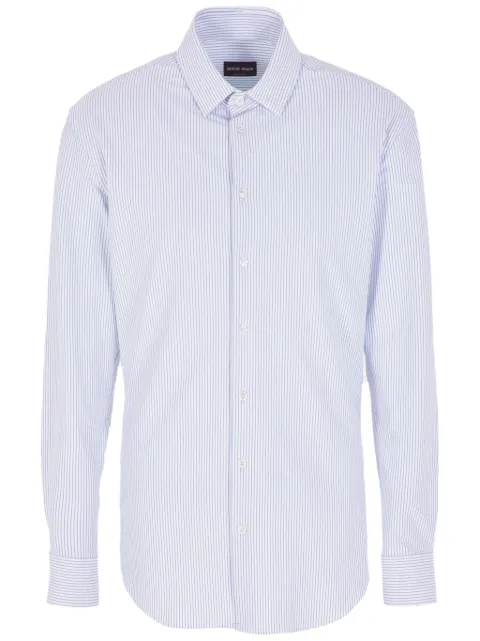 Giorgio Armani striped cotton-blend shirt Blue 8WGCCZ97J005S