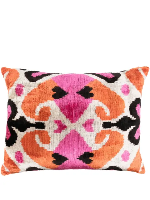 Les-Ottomans abstract-print velvet cushion Pink V308
