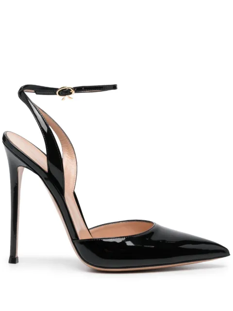 Gianvito Rossi 130mm patent pointed sandals Black G9541611RICVER
