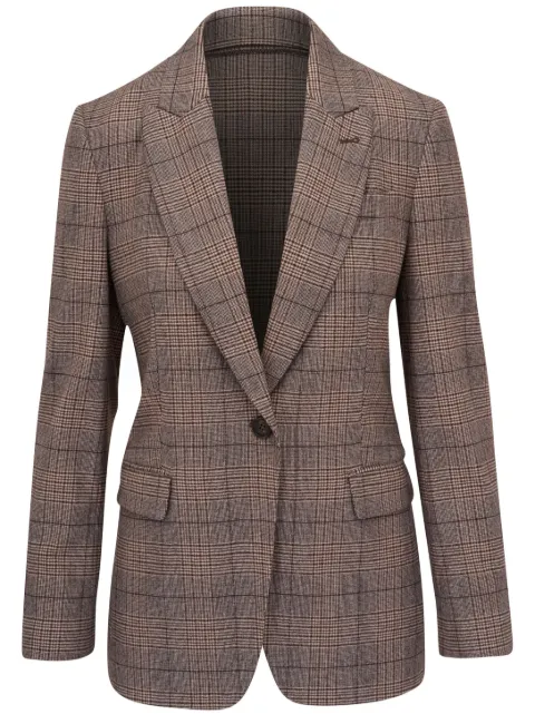 Brunello Cucinelli single-breasted checked blazer Brown MD5372393C003