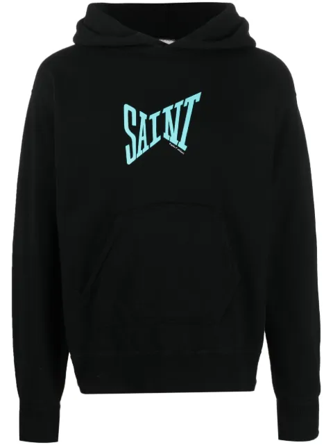 SAINT MXXXXXX logo-print cotton hoodie Black SMS230000047