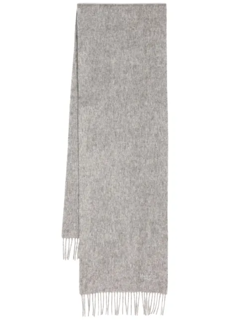 Mulberry logo-embroidered fringed scarf Grey VS4318946C914