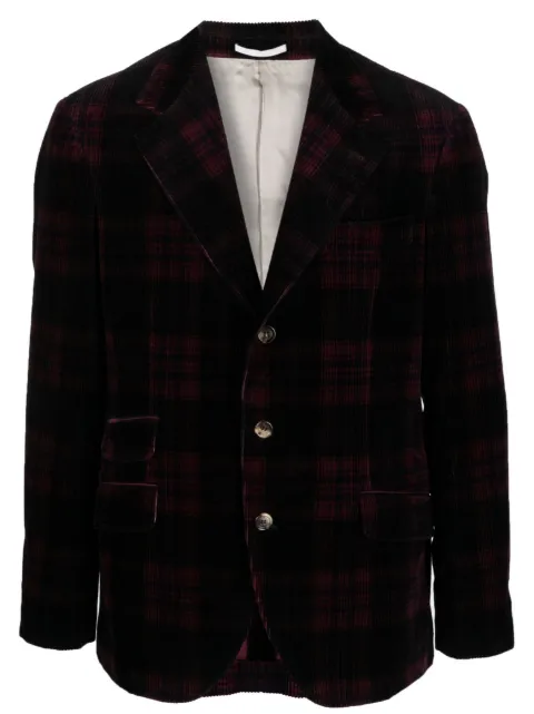 Brunello Cucinelli Prince of Wales check corduroy blazer Red MY4237BWDC056