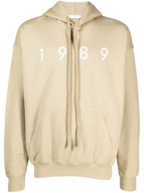 1989 STUDIO logo-print cotton hoodie Neutrals D0610COM