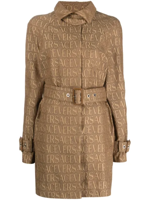 Versace Allover logo-jacquard trench coat Brown 10108831A03315