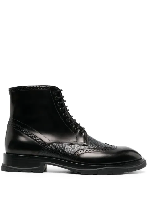 Alexander McQueen textured lace-up boots Black 750389WIDW11000