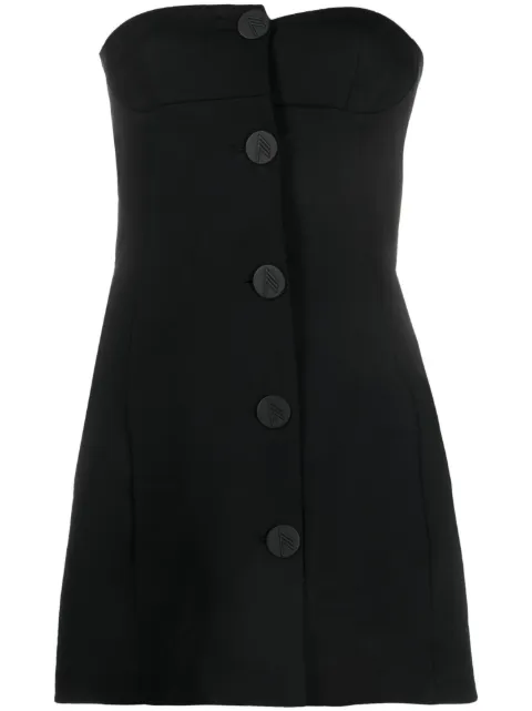 The Attico asymmetric buttoned minidress Black 237WCG49W041100