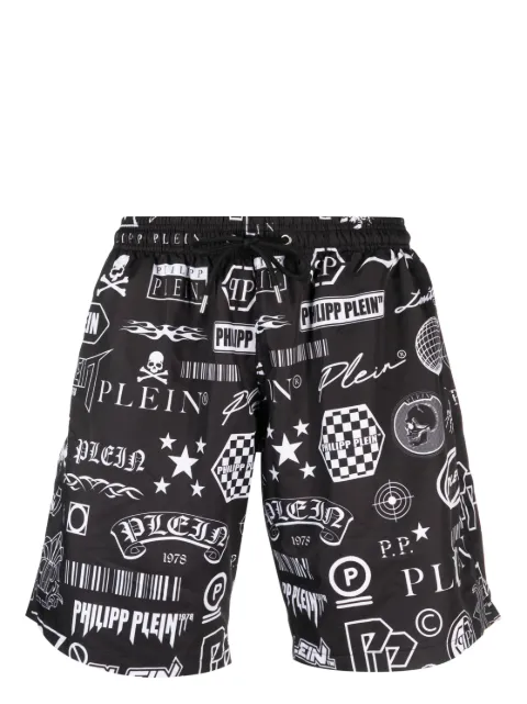 Philipp Plein Logos logo-print swim shorts Black AACCMMX0078PNY002N