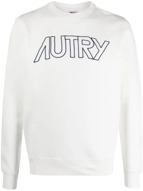 Autry logo-embroidered cotton sweatshirt White SWIM408W
