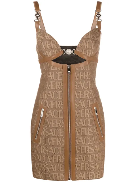 Versace Allover cut-out jacquard minidress Neutrals 10112331A03315