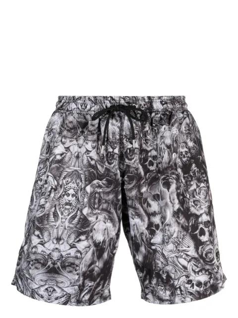Philipp Plein Tattoo graphic-print swim shorts Black AACCMMX0077PNY002N