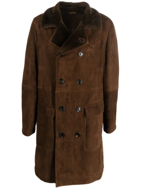 Brunello Cucinelli double-breasted lambskin coat Brown MPMLP1880C8833