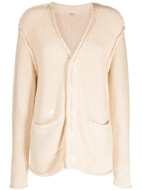 R13 paint-splatter V-neck cardigan Neutrals R13WY151