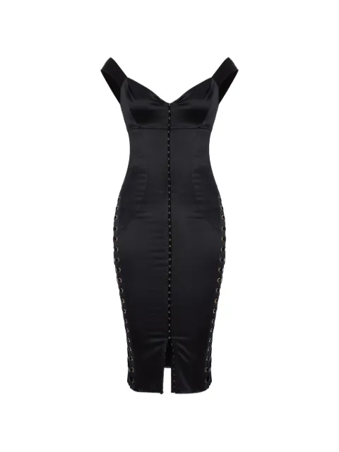 Murmur lace-up satin corset dress Black MA000BLKDRS01