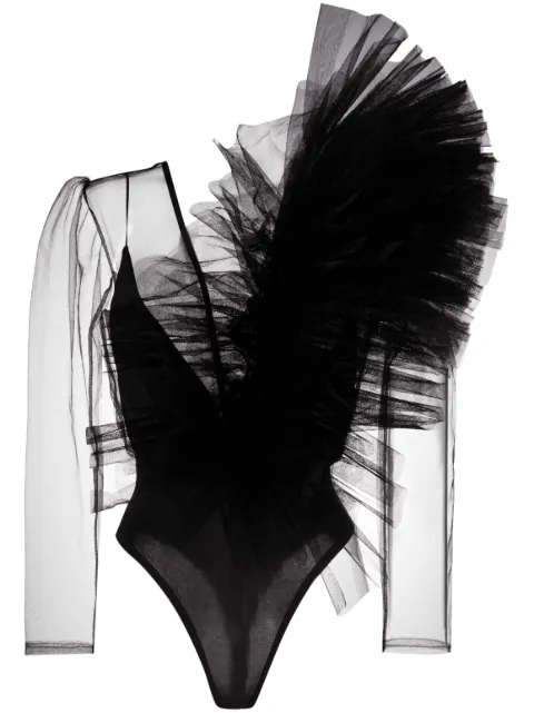 Alchemy 3D-ruffles sheer body Black LIA617