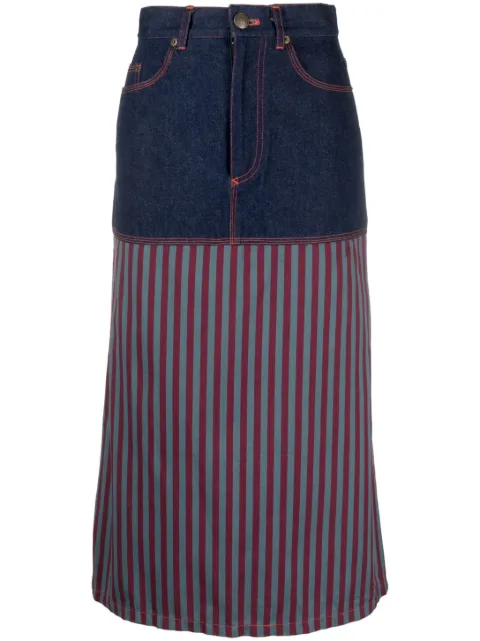 Jean Paul Gaultier Pre-Owned 1990s striped panelled denim skirt Blue JPG2161A