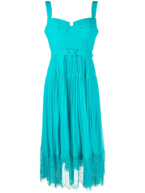 Self-Portrait pleated chiffon bustier dress Blue PF23031MBL