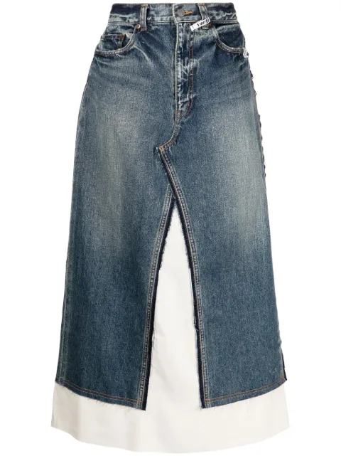 Maison MIHARA YASUHIRO layered denim flared skirt Blue K11SK051