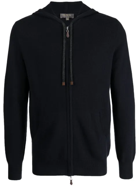 N.Peal zip-up knit cashmere hoodie Blue NPG000303B