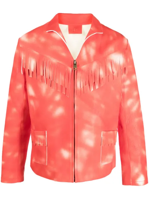 ERL tie dye-print leather jacket Red ERL06J002