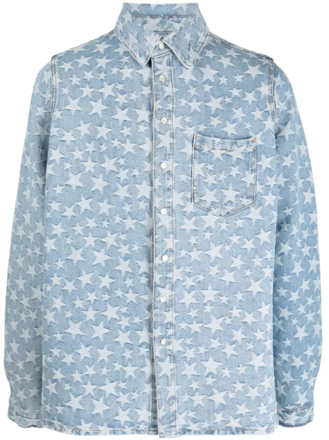 ERL star-pattern cotton denim shirt Blue ERL06B015