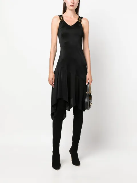 Bally logo-plaque asymmetric midi dress Black WJE01RVI030