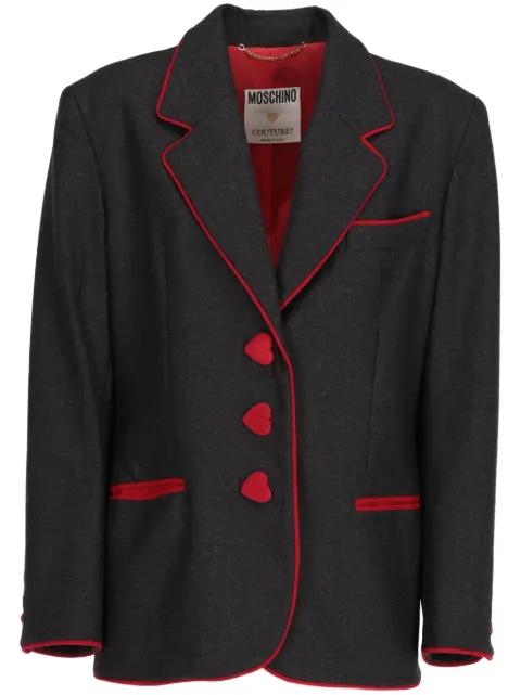 Moschino Pre-Owned 2000 heart-buttons wool blazer Grey MOS450LF