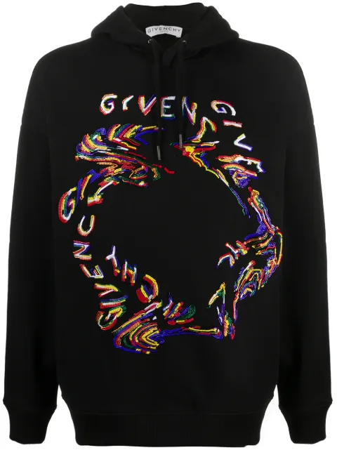 Givenchy beaded-logo cotton hoodie Black BMJ07M30A